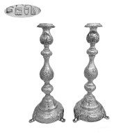 Pair English Sterling Silver Candlesticks 1914